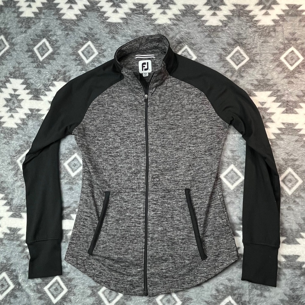 FootJoy Womens Full Zip Golf Jacket Space Dye Grey Black Performance Small